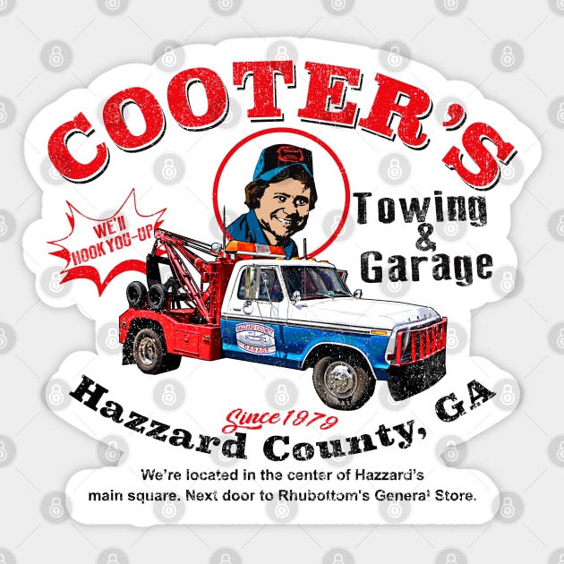 Cooter's Towing Worn Hazzard County Sticker by Alema Art